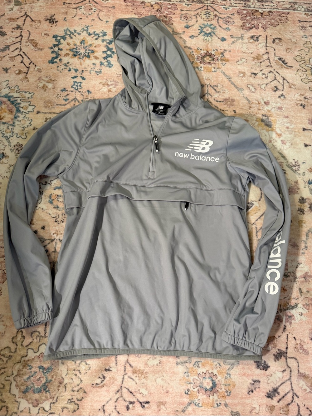 New Balance Light Gray Hooded Pullover with Logo. NWOT